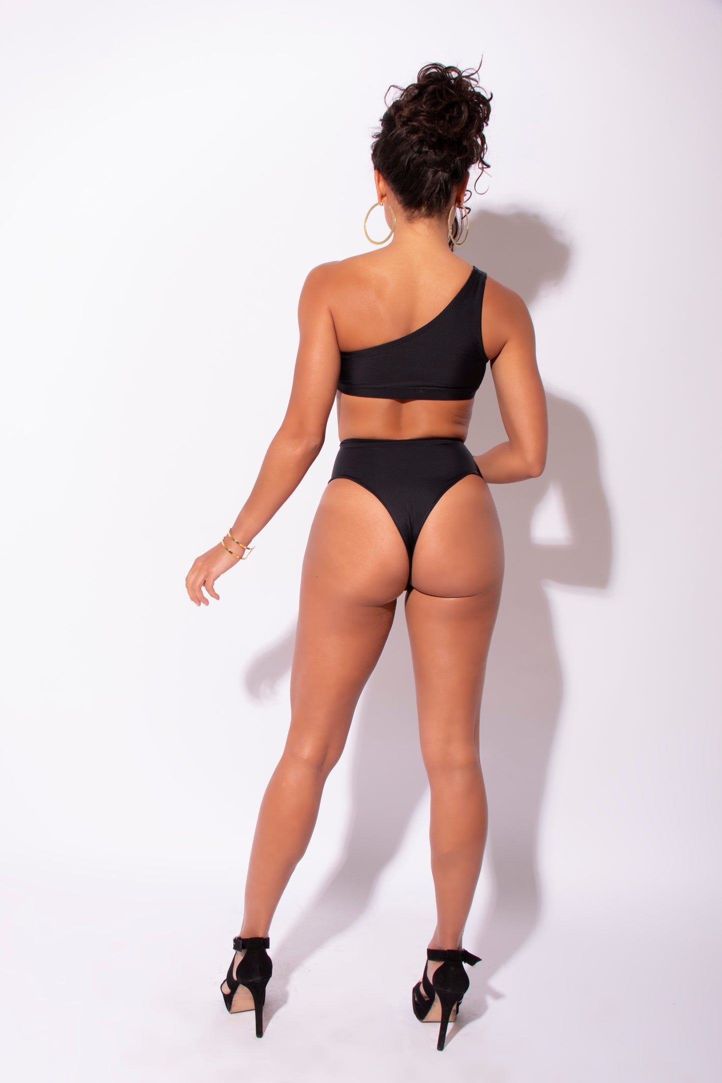 Carvico Black High Waisted Thong Bottoms